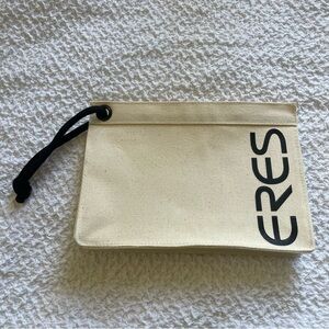 NEW Eres Canvas Logo Wristlet Clutch Cream